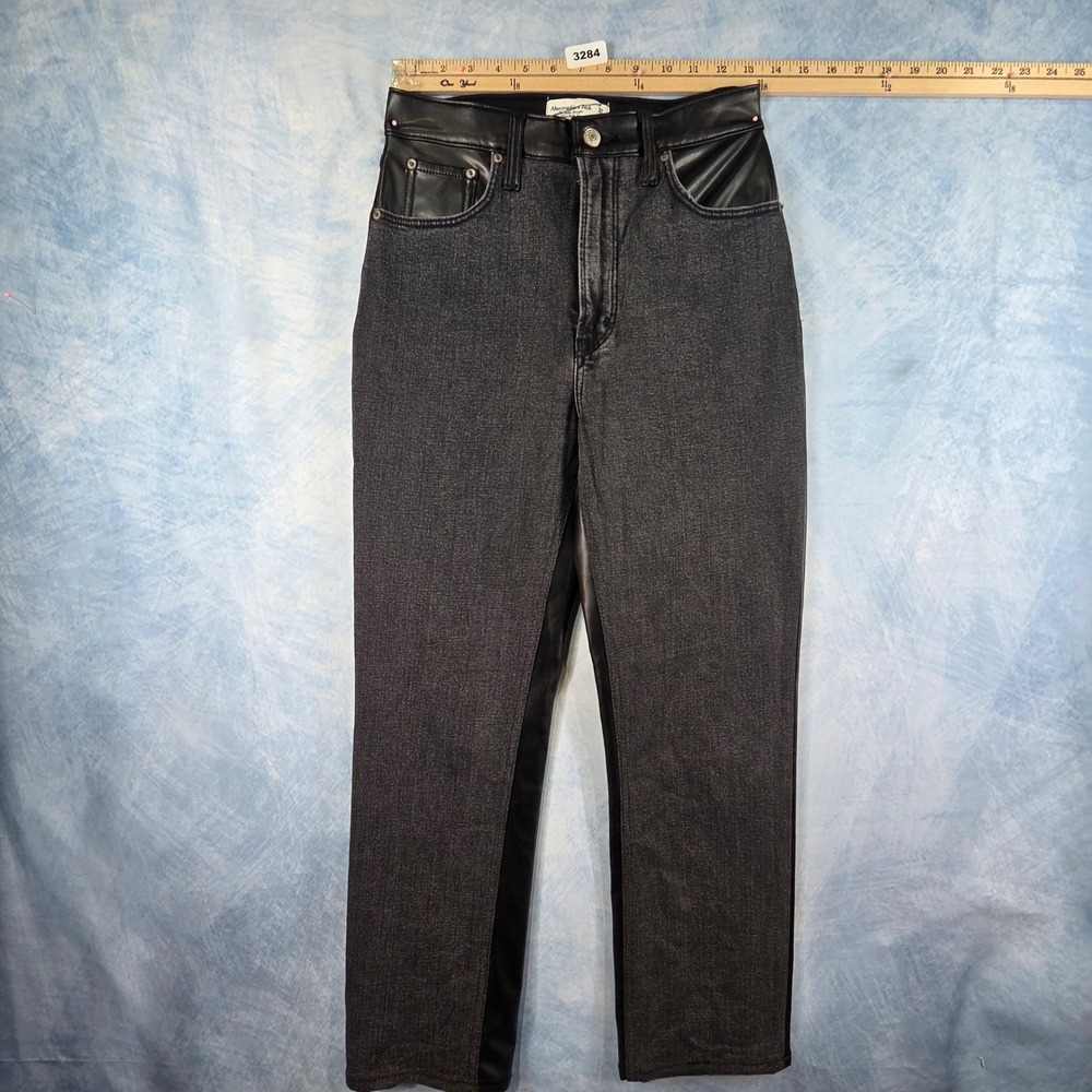 Abercrombie & Fitch Ankle Straight Ultra High Rise Vegan Leather Jeans 27 4R